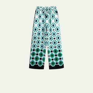 Zara Geometric Green and Black Wide-Leg Pants